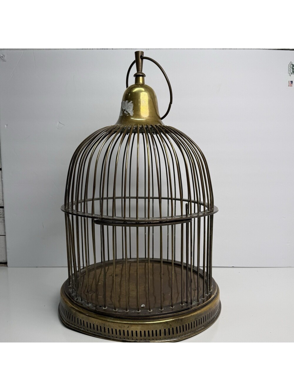 Vintage Solid Brass Birdcage Hanging Round Animal Metal Victorian Style Aviary